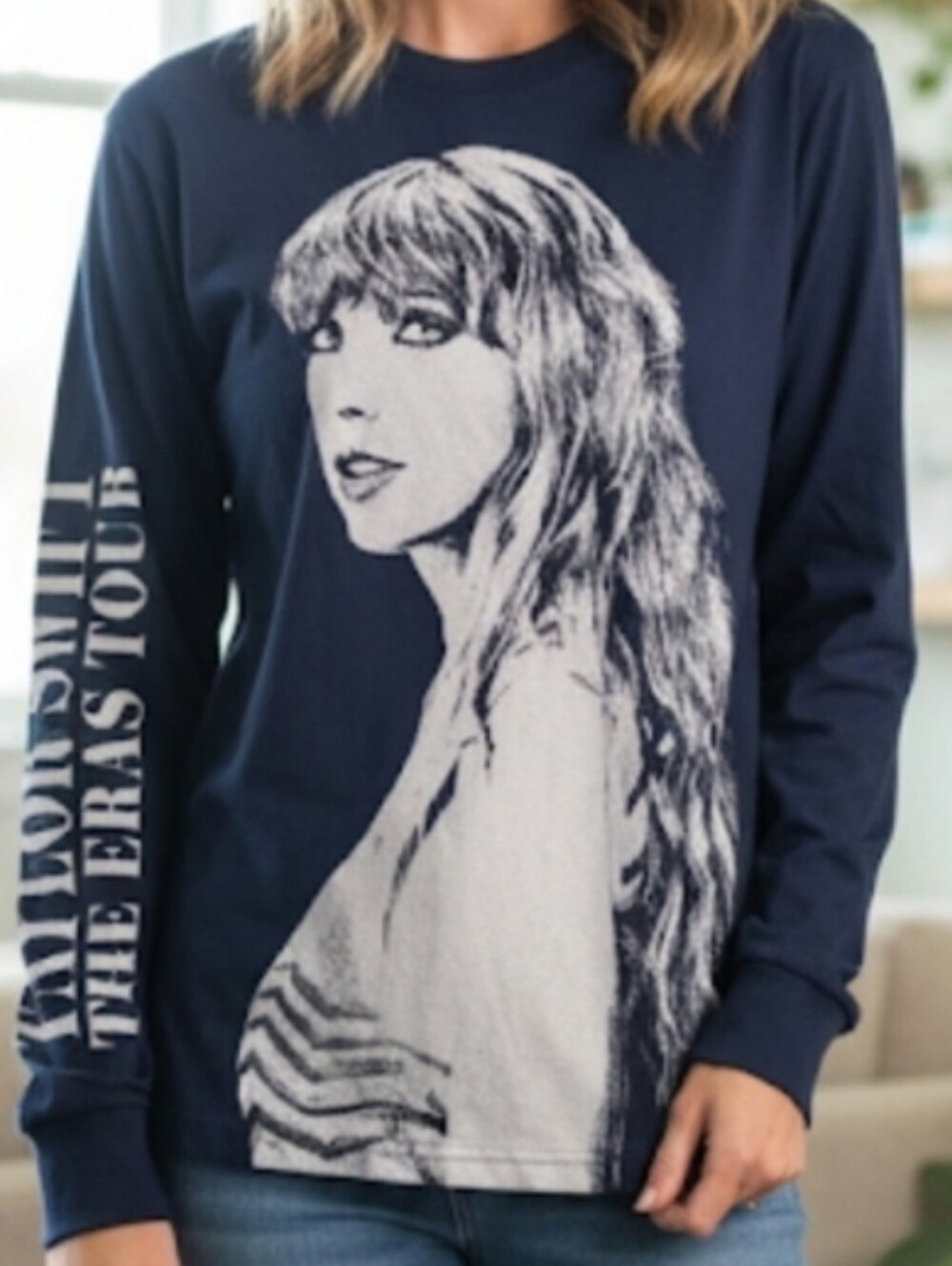 Taylor Swift Navy Limited Edition Eras Tour Long Sleeve Tee Navy NWOT